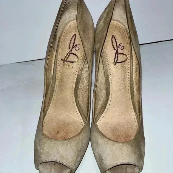 Joan and David Dadelsa peep toe suede and snake heel shoes Italian made - Picture 5 of 9